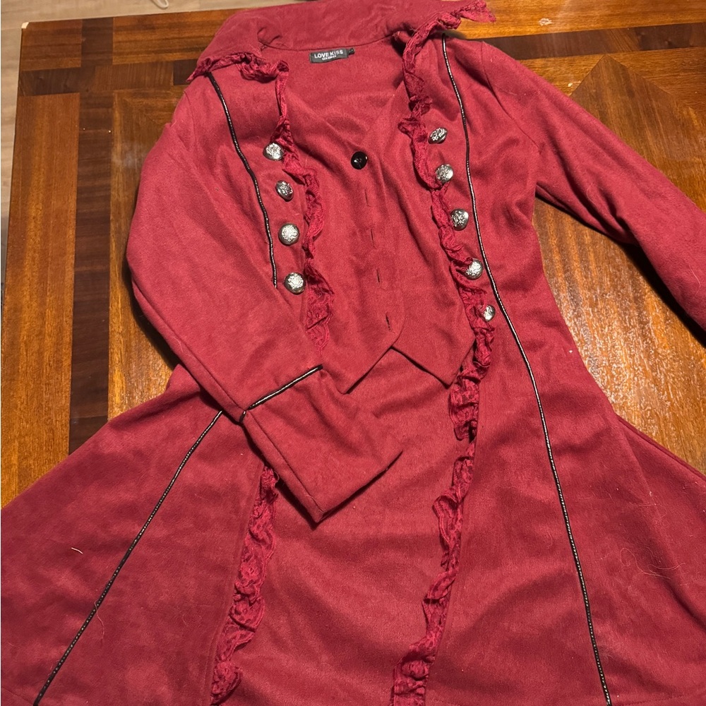 Elegant Red Coat with Button Details